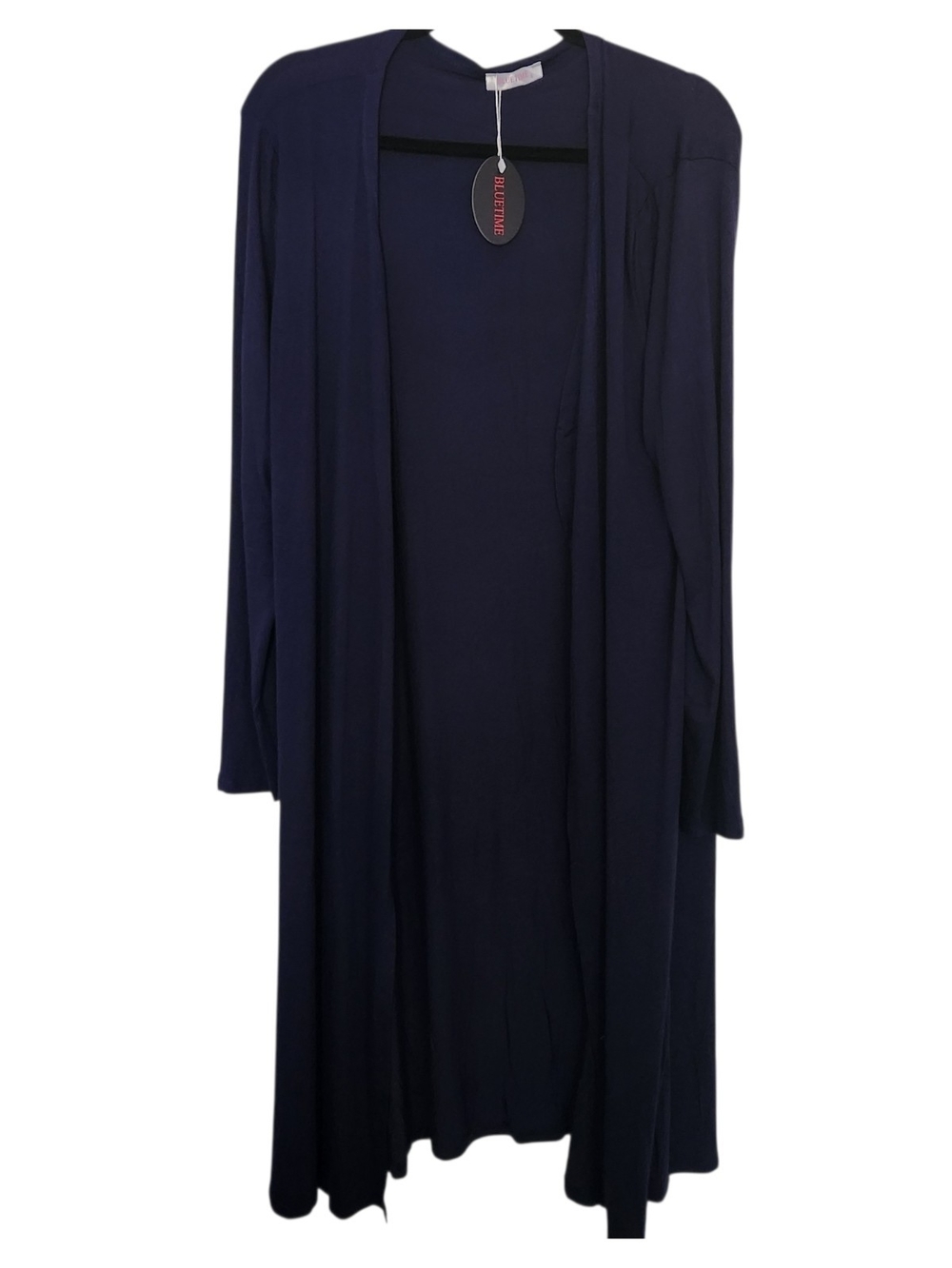 BLUETIME Womens Long Lightweight Long Sleeve Open Front Navy Cardigan Large